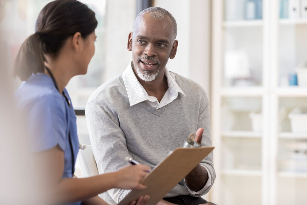 Paitent talking with doctor